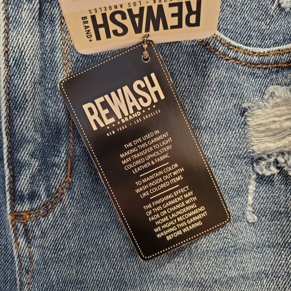 NWT REWASH BRAND SZ 7/28 High Rise Kick Bell Distressed Crop Blue Jeans - Picture 6 of 9